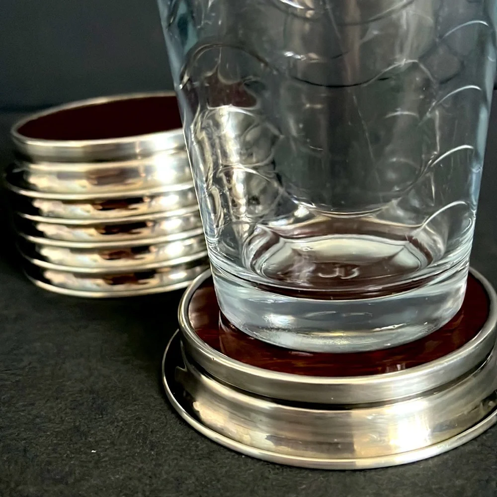 Mid Century Modern Formica Silver Plated Coasters